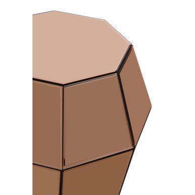 Orsina Rose Gold Faceted Mirrored Glass Side Table | Kensington Townhouse