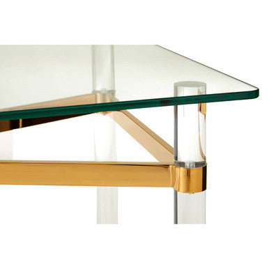 Orsina Clarence Glass Coffee Table | Clear Acrylic & Gold Metal Frame