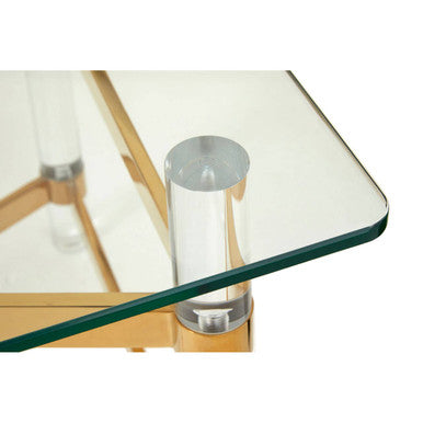 Orsina Clarence Glass Coffee Table | Clear Acrylic & Gold Metal Frame