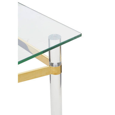 Orsina Clarence Console Table – Clear Glass & Gold Acrylic Legs