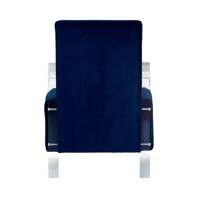 Orsina Clarence Navy Blue Velvet Armchair | Modern Clear Frame Seat
