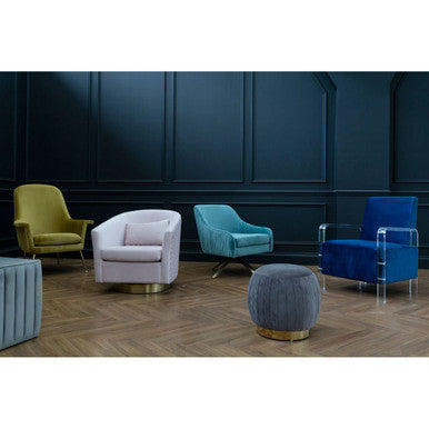 Orsina Clarence Navy Blue Velvet Armchair | Modern Clear Frame Seat