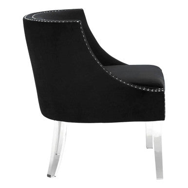 Orsina Clarence Black Velvet Accent Chair with Acrylic Legs