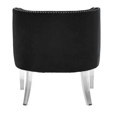 Orsina Clarence Black Velvet Accent Chair with Acrylic Legs