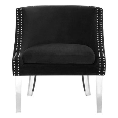 Orsina Clarence Black Velvet Accent Chair with Acrylic Legs