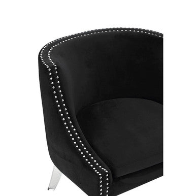 Orsina Clarence Black Velvet Accent Chair with Acrylic Legs
