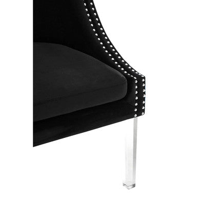 Orsina Clarence Black Velvet Accent Chair with Acrylic Legs
