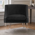 Orsina Clarence Black Velvet Accent Chair with Acrylic Legs
