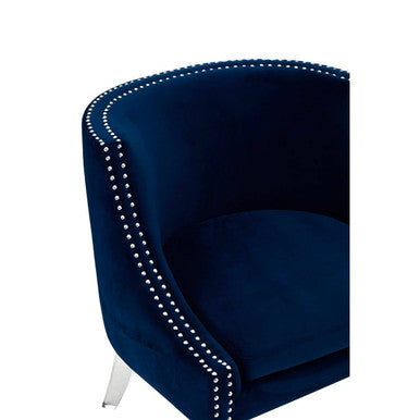 Orsina Clarence Navy Blue Velvet Accent Chair with Acrylic Legs