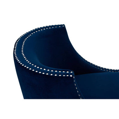 Orsina Clarence Navy Blue Velvet Accent Chair with Acrylic Legs