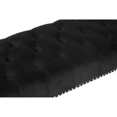 Orsina Clarence Black Velvet Bench | Tufted Seat with Acrylic Legs