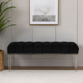 Orsina Clarence Black Velvet Bench | Tufted Seat with Acrylic Legs