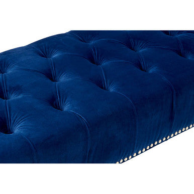 Orsina Clarence Blue Velvet Bench – Tufted Seating with Acrylic Legs