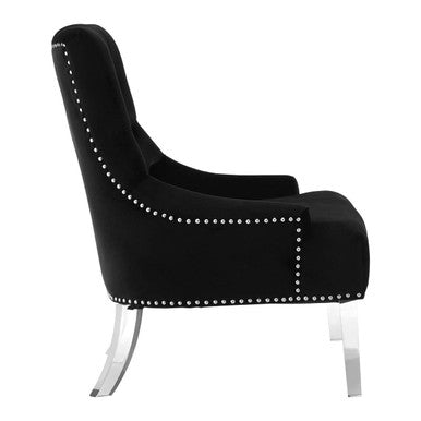 Orsina Clarence Black Velvet Tufted Accent Chair with Acrylic Legs