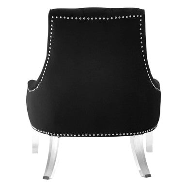 Orsina Clarence Black Velvet Tufted Accent Chair with Acrylic Legs