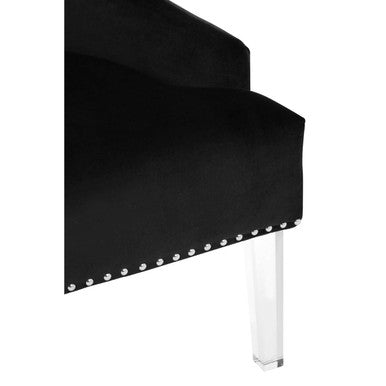 Orsina Clarence Black Velvet Tufted Accent Chair with Acrylic Legs