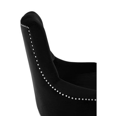 Orsina Clarence Black Velvet Tufted Accent Chair with Acrylic Legs