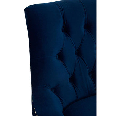 Orsina Clarence Navy Blue Velvet Tufted Accent Chair with Acrylic Legs