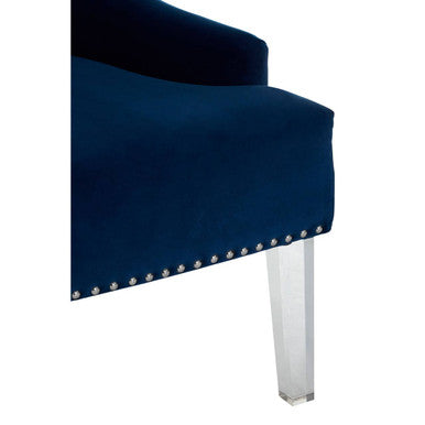 Orsina Clarence Navy Blue Velvet Tufted Accent Chair with Acrylic Legs
