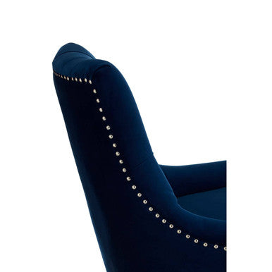 Orsina Clarence Navy Blue Velvet Tufted Accent Chair with Acrylic Legs