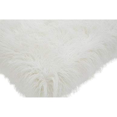 Orsina Clarence Faux Fur Bench with Gold Legs – White Entryway Seating