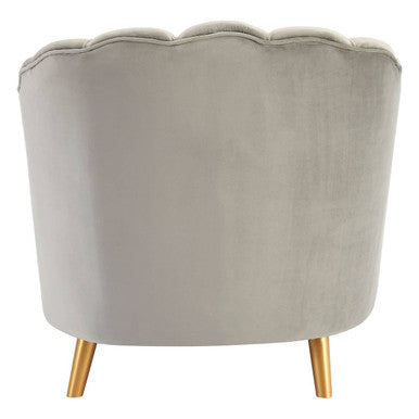 Orsina Orlina Grey Velvet Scalloped Curved Accent Chair | Gold Legs