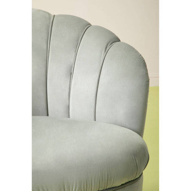 Orsina Orlina Grey Velvet Scalloped Curved Accent Chair | Gold Legs