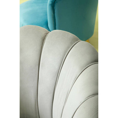 Orsina Orlina Grey Velvet Scalloped Curved Accent Chair | Gold Legs