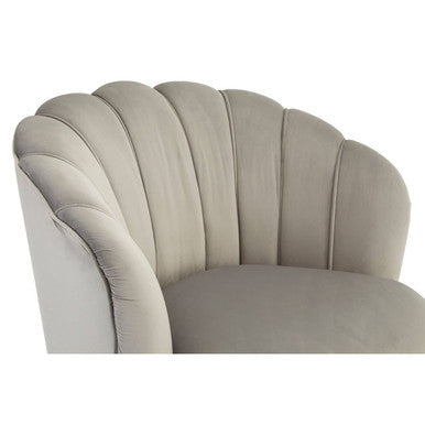 Orsina Orlina Grey Velvet Scalloped Curved Accent Chair | Gold Legs