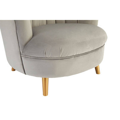 Orsina Orlina Grey Velvet Scalloped Curved Accent Chair | Gold Legs