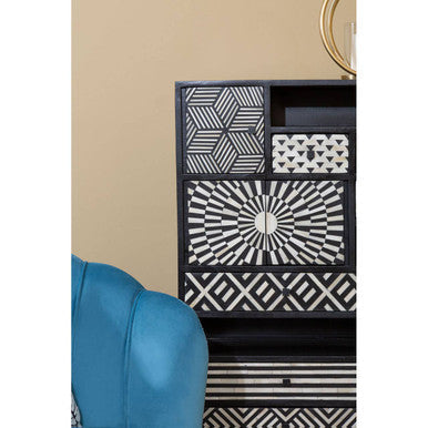 Orsina Orlina Blue Velvet Scalloped Curved Chair | Gold Wood Legs