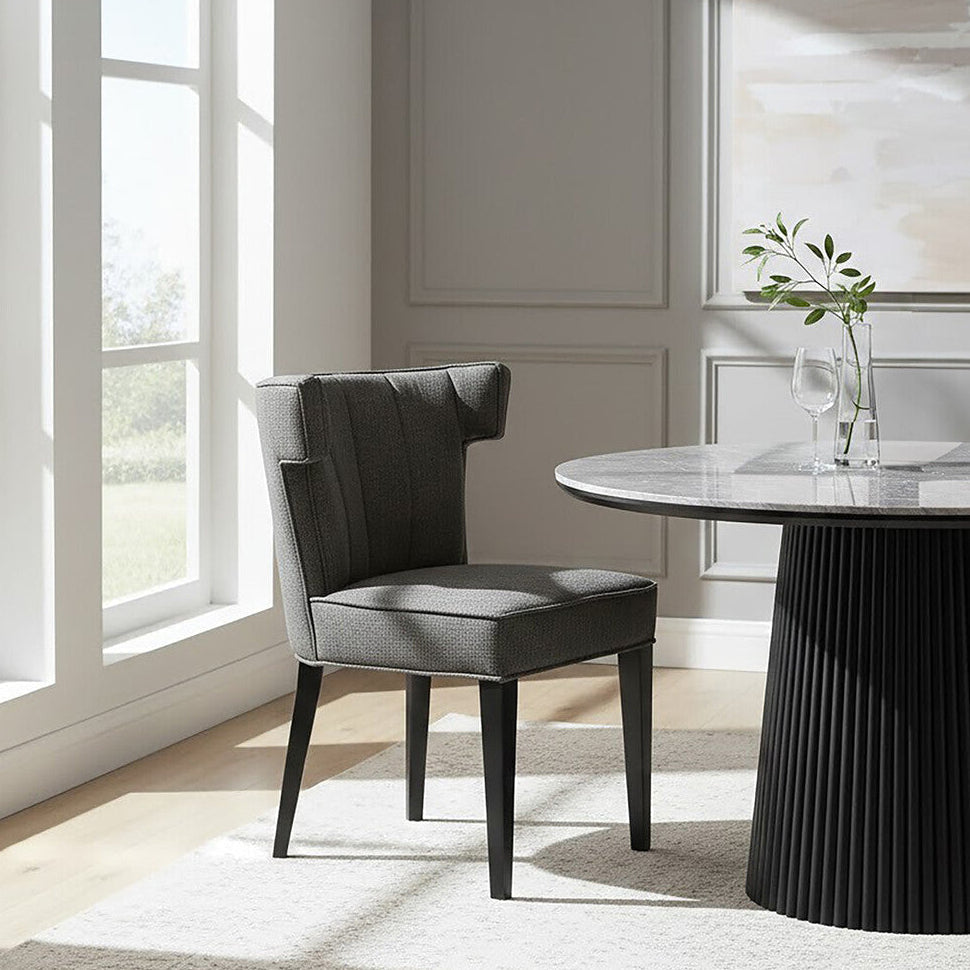 Orsina Oria Grey Fabric Dining Chair | Tufted Modern Seating