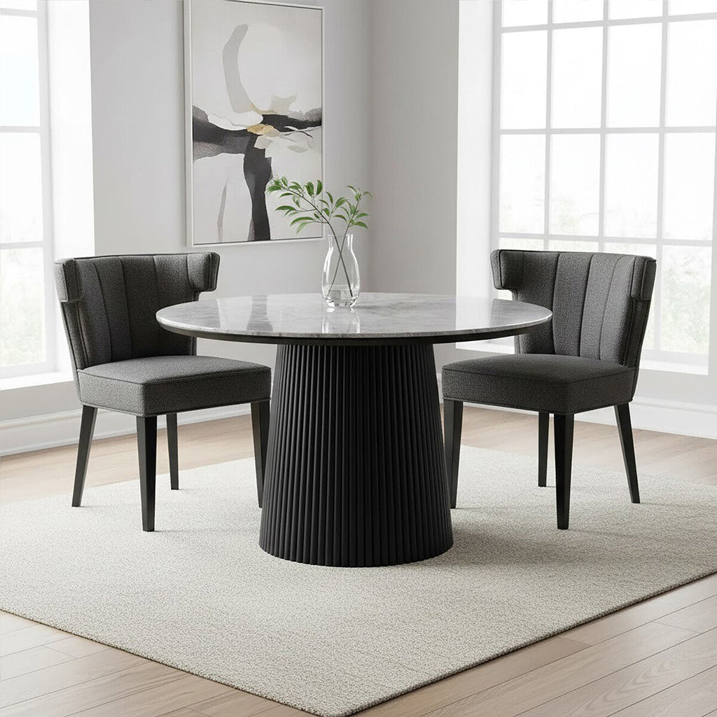 Orsina Oria Grey Fabric Dining Chair | Tufted Modern Seating