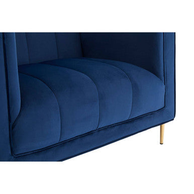 Orsina Otylia Deep Blue Velvet Armchair – Tufted Accent Chair with Gold Legs
