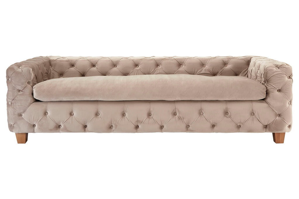 Orsina Ophelia 3 Seater Beige Velvet Sofa | Tufted Modern Couch