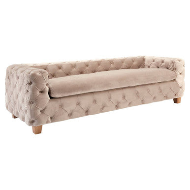 Orsina Ophelia 3 Seater Beige Velvet Sofa | Tufted Modern Couch