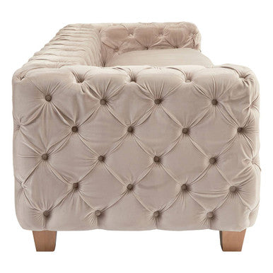 Orsina Ophelia 3 Seater Beige Velvet Sofa | Tufted Modern Couch
