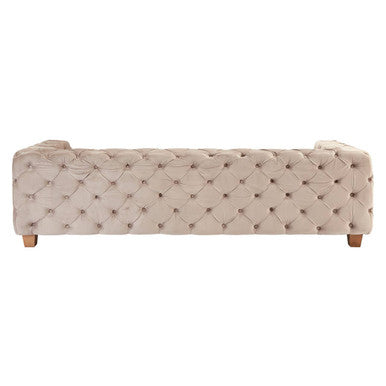 Orsina Ophelia 3 Seater Beige Velvet Sofa | Tufted Modern Couch