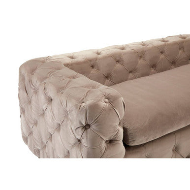 Orsina Ophelia 3 Seater Beige Velvet Sofa | Tufted Modern Couch