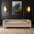 Orsina Ophelia 3 Seater Beige Velvet Sofa | Tufted Modern Couch