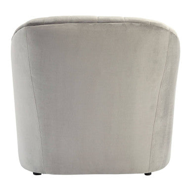 Orsina Opel Grey Velvet Armchair – Channel Tufted Accent Lounge Chair