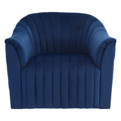 Orsina Opel Deep Blue Velvet Armchair – Tufted Designer Accent Chair
