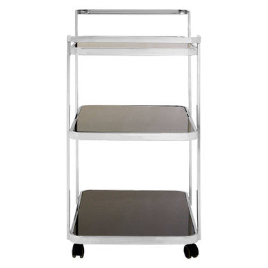 Orsina Alvaro Chrome Drinks Trolley – 3-Tier Modern Bar Cart with Wheels