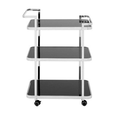 Orsina Alvaro Chrome Drinks Trolley – 3-Tier Modern Bar Cart with Wheels