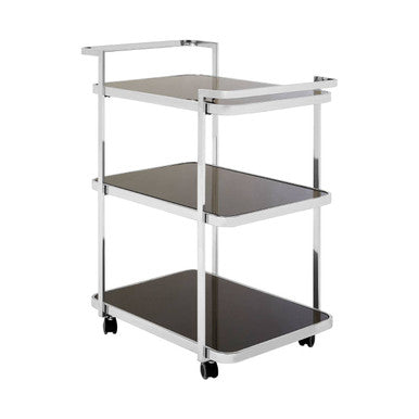 Orsina Alvaro Chrome Drinks Trolley – 3-Tier Modern Bar Cart with Wheels