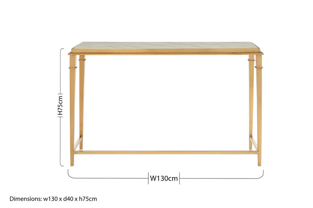 Alvaro White Marble Console Table | Gold Stainless Steel Frame | Orsina