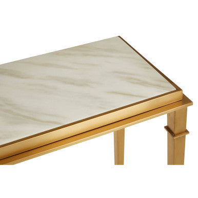 Alvaro White Marble Console Table | Gold Stainless Steel Frame | Orsina