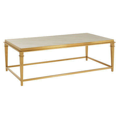 Orsina Alvaro White Marble Coffee Table – Rectangular Gold Frame