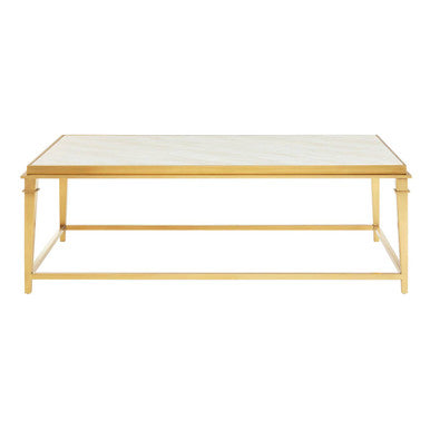 Orsina Alvaro White Marble Coffee Table – Rectangular Gold Frame