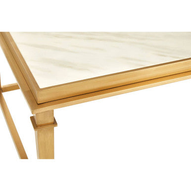 Orsina Alvaro White Marble Coffee Table – Rectangular Gold Frame